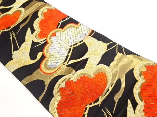 JAPANESE FUKURO OBI / WOVEN PINE & CRANE